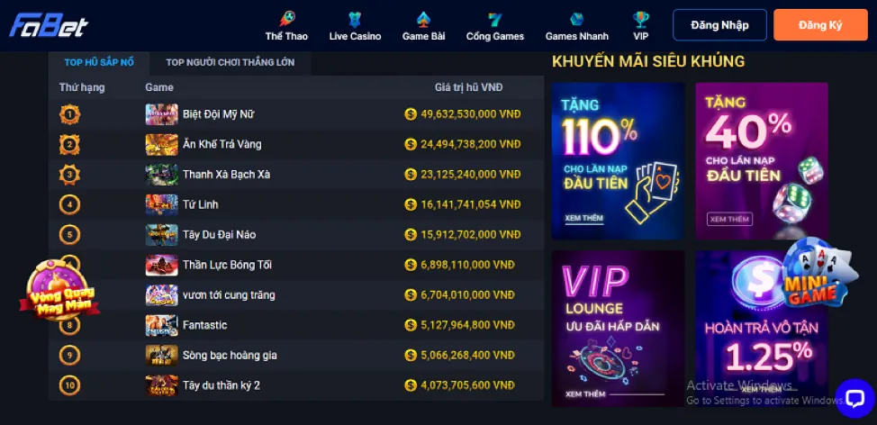 Thưởng chào mừng VIP